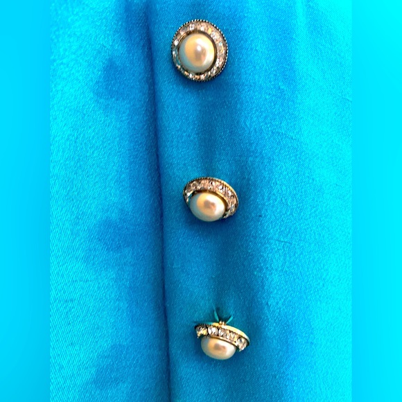 🦋BARBARA CHODOS🦋 for MICHAEL MARCELLA VTG SATIN PUFF SLEEVE JEWEL DROP WAIST👗 - Picture 7 of 13
